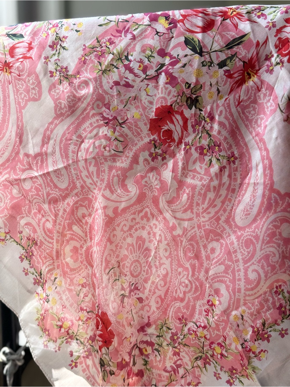 Johnny Was 100% Silk Floral Paisley Tassel Scarf - Picture 6 of 7